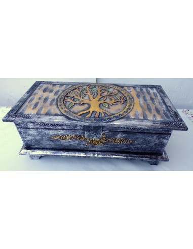 bauletto baule in legno mdf con albero della...