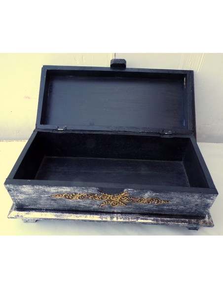 bauletto baule in legno mdf con albero della vita argento cm 40x20x16