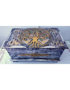 Baule in legno mdf con albero della vita argento cm 50X30X25 2