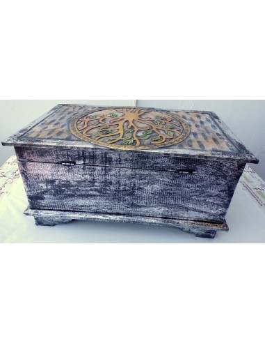Baule in legno mdf con albero della vita...