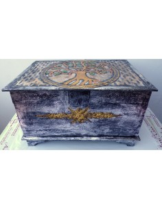 Baule cassapanca in legno mdf con albero della vita... 2