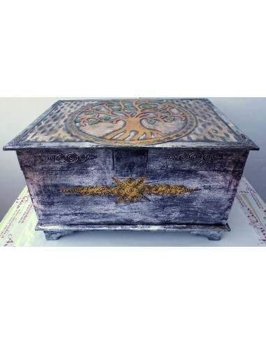 Baule cassapanca in legno mdf con albero della...