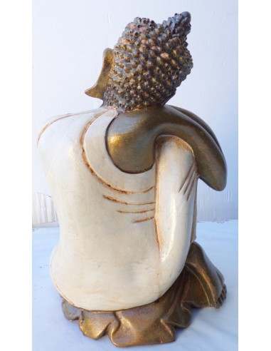 Buddha relax in resina veste color bianco crema...