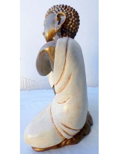 Buddha relax in resina veste color bianco crema...