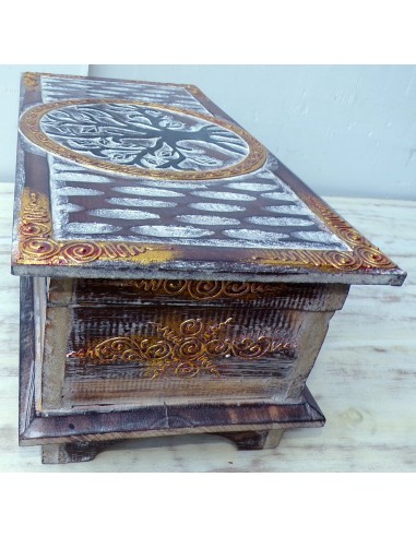 bauletto baule in legno di albesia con albero...