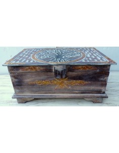 Baule in legno con albero della vita naturale e nero oro... 2