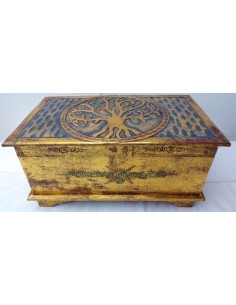 Baule in legno con albero della vita color oro cm 50X30X25 2
