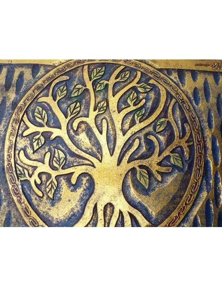 Baule in legno con albero della vita color oro cm 50X30X25