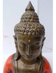 Testa di Buddha Thai in resina cm 20x9x29 rossa shiva... 2