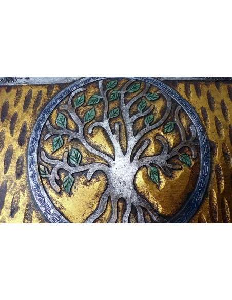 Baule in legno con albero della vita color argento cm 50X30X25 a