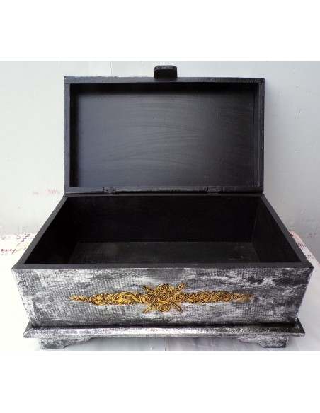 Baule in legno con albero della vita color argento cm 50X30X25 a