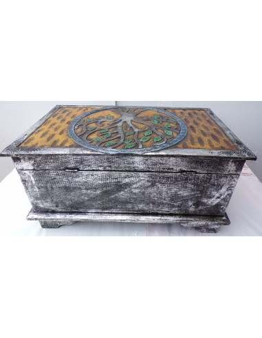 Baule in legno con albero della vita color...