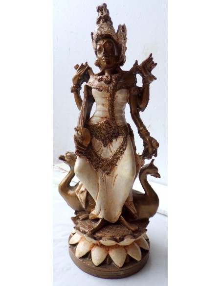 Statua di Dewi Sri in resina cm 14x11x29h bianca shiva etnico Budda Ganesh divinità