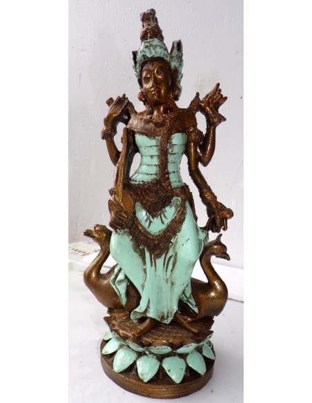 Statua di Dewi Sri in resina cm 14x11x29h turchese shiva etnico Budda Ganesh divinità
