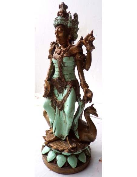Statua di Dewi Sri in resina cm 14x11x29h turchese shiva etnico Budda Ganesh divinità