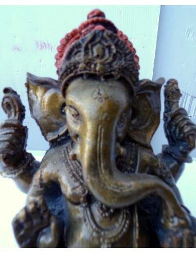 Ganesh oro e arancio cm 11x7x12h resina...