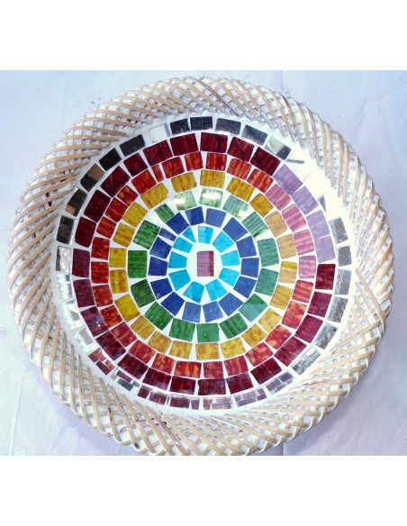 tris di svuotatasca artigianale in mosaico di vetro svuota tasca cm 20/25/35 diametro multicolor idea regalo