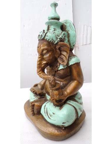 Ganesh oro e turchese cm 12x19x20h resina...