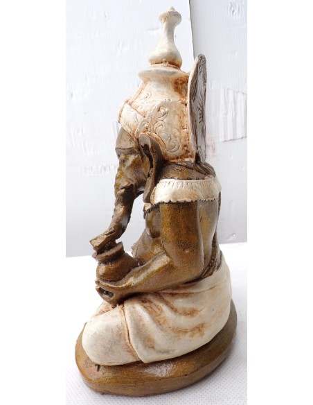 Ganesh oro e bianco crema cm 12x19x20h resina Indonesiano Ganega Shiva divinità Buddha