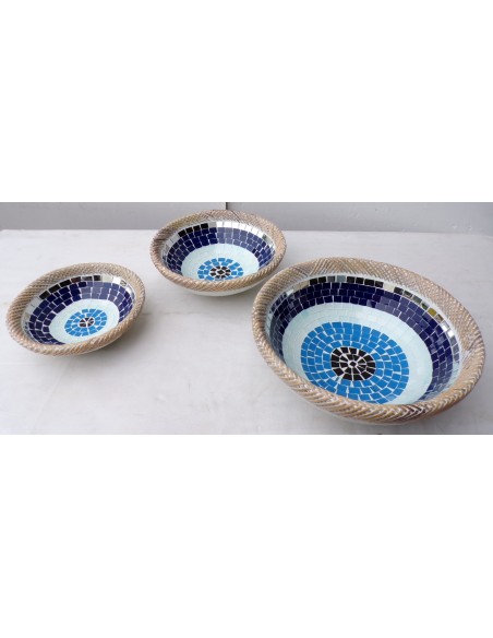 di svuotatasca artigianale in mosaico di vetro svuota tasca cm 20/25/35 diametro multicolor idea regalo