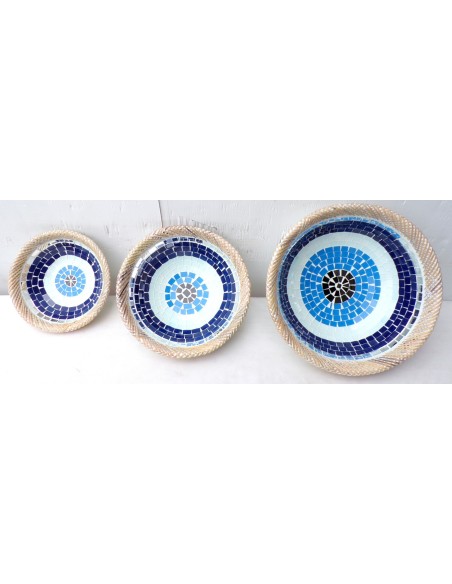 di svuotatasca artigianale in mosaico di vetro svuota tasca cm 20/25/35 diametro multicolor idea regalo