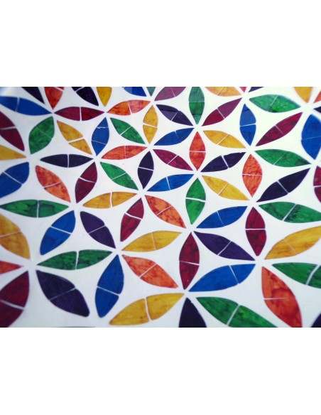 Centrotavola o svuotatasca artigianale in mosaico di vetro fiori multicolor cm 44x12 idea regalo