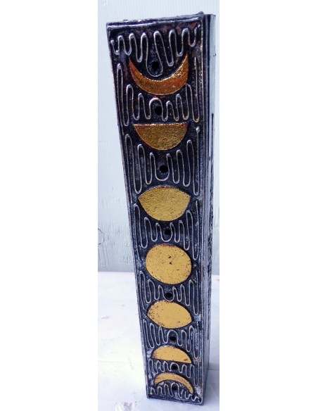 Brucia porta incensi in legno intarsiato Indonesiano cm 30x5x5 sole luna argento incenso