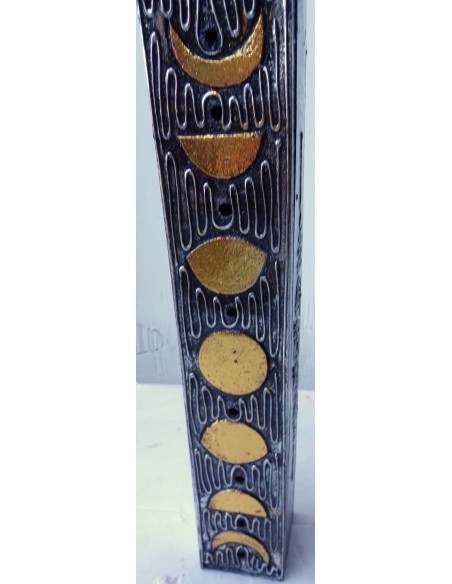 Brucia porta incensi in legno intarsiato Indonesiano cm 30x5x5 sole luna argento incenso
