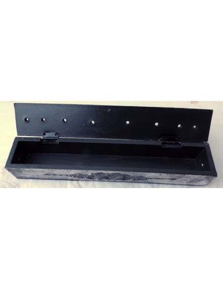 Brucia porta incensi in legno intarsiato Indonesiano cm 30x5x5 sole luna argento incenso