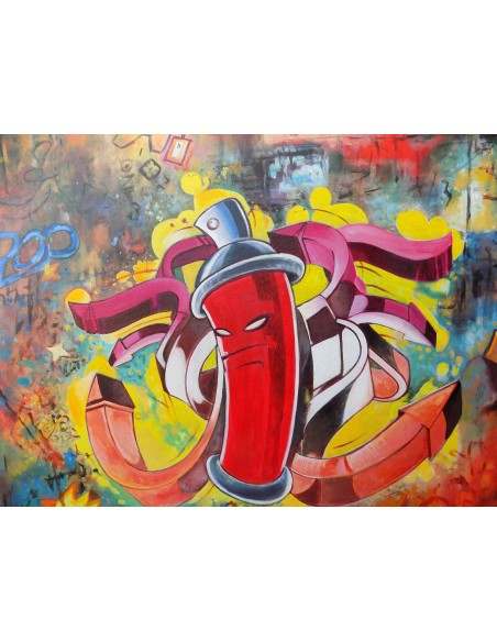 Quadro Street Art art moderno arredo cm 120x100 dipinto tela industrial