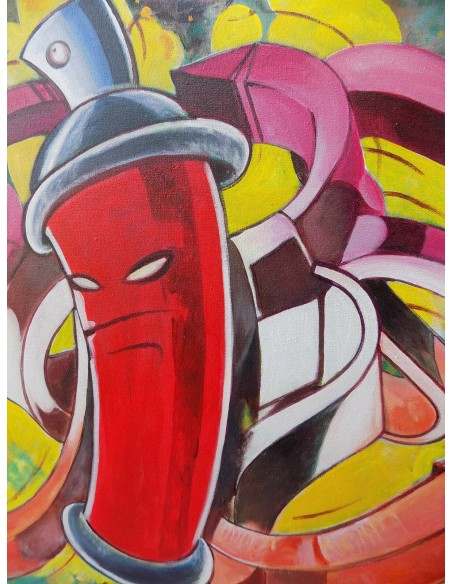 Quadro Street Art art moderno arredo cm 120x100 dipinto tela industrial