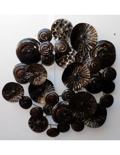 Quadro in ferro metallo funghi cm 76x84x10 pannello... 2