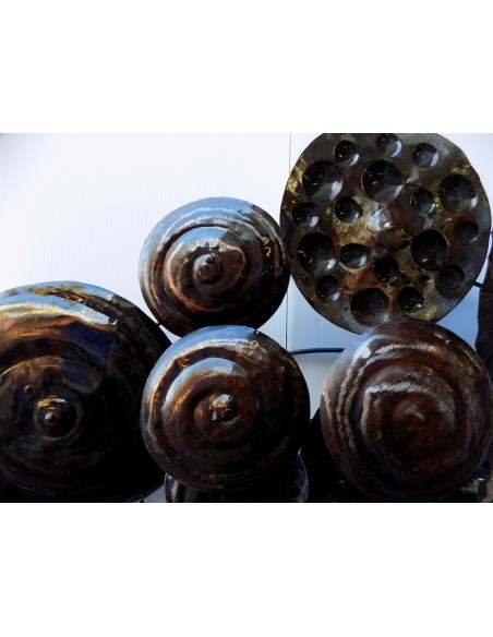 Quadro in ferro metallo funghi cm 76x84x10 pannello brunito decorazione muro opera d'arte