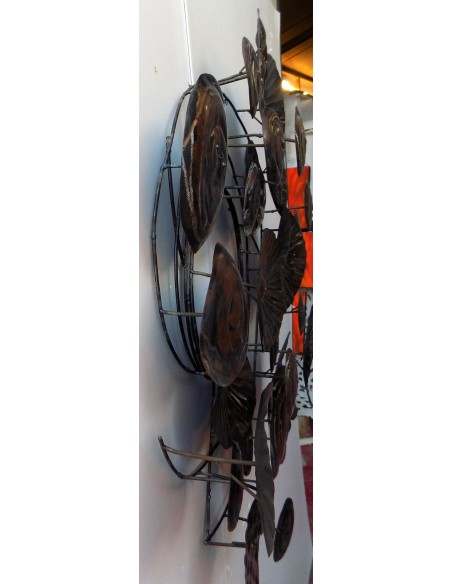 Quadro in ferro metallo funghi cm 76x84x10 pannello brunito decorazione muro opera d'arte