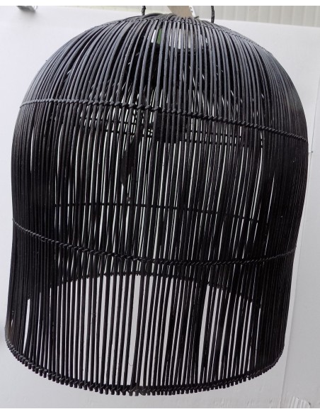Lampadario in Rattan Vegetale midollino cm 40x50 nero luce da soffitto lampada