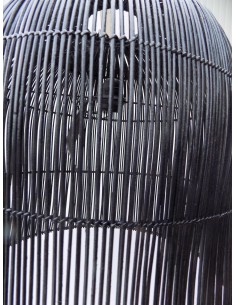 Lampadario in Rattan Vegetale midollino cm 40x50 nero... 2