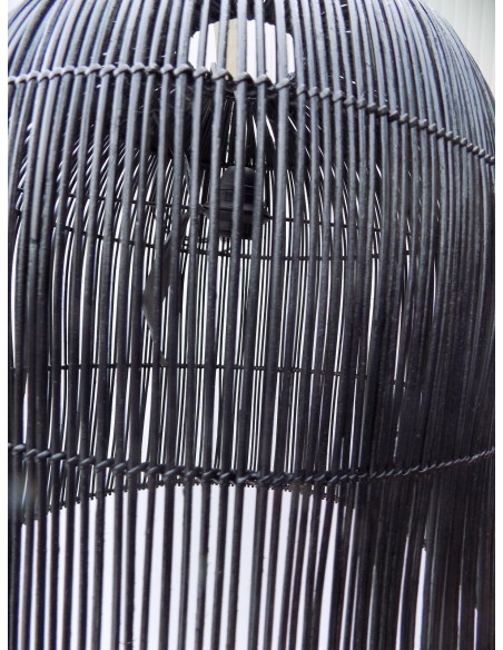 Lampadario in Rattan Vegetale midollino cm 40x50 nero luce da soffitto lampada