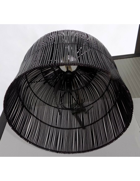 Lampadario in Rattan Vegetale midollino cm 40x50 nero luce da soffitto lampada
