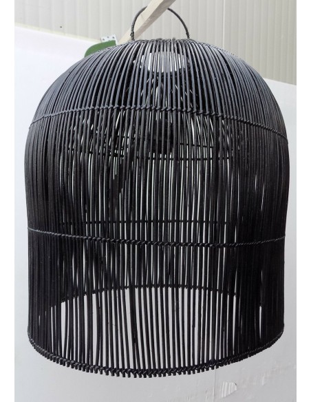 Lampadario in Rattan Vegetale midollino cm 40x50 nero luce da soffitto lampada
