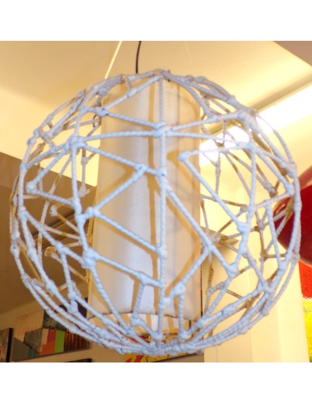 Lampadario in Metallo ricoperto di Ratan sintetico 40cm ernico luci lampade ufo