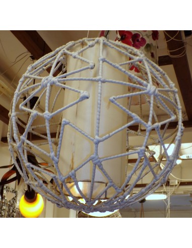 Lampadario in Metallo ricoperto di Ratan...