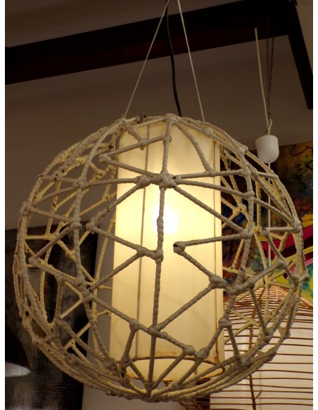 Lampadario in Metallo ricoperto di Ratan sintetico 40cm ernico luci lampade ufo