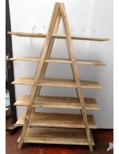 Libreria in legno di teak massello ad "A" color bianco... 2