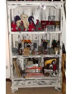 Libreria in mogano con 2 cassetti bianca decapata... 2