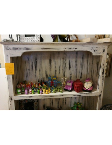 Libreria in mogano con 2 cassetti bianca decapata cm105x40x180 h etnico etnica