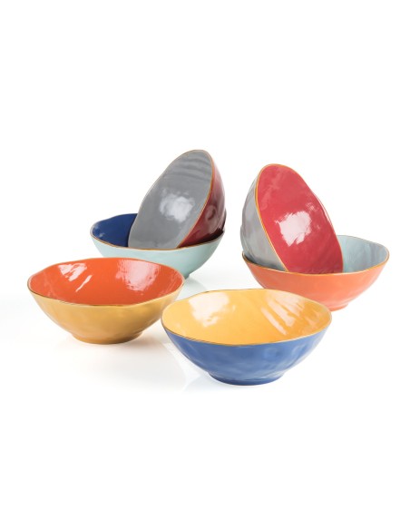 Ciotola insalatiera media in ceramica colorata linea Mediterraneo Novita Home