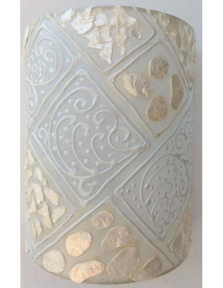 Applique in resina e madreperla bianca cm 25x13x30 etnico luce da muro moderno 3