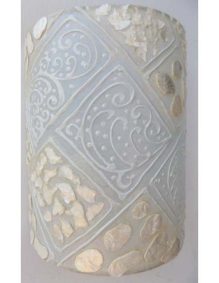 Applique in resina e madreperla bianca cm 25x13x30 etnico luce da muro moderno 3