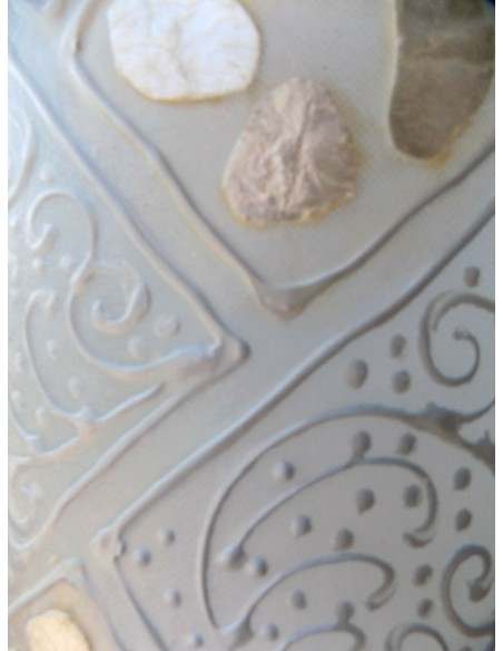 Applique in resina e madreperla bianca cm 25x13x30 etnico luce da muro moderno 3