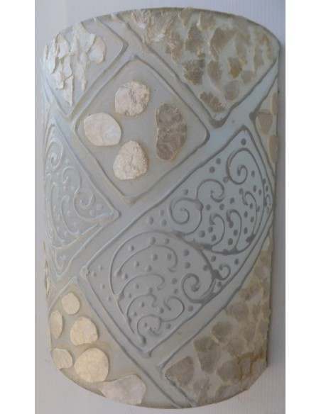 Applique in resina e madreperla bianca cm 25x13x30 etnico luce da muro moderno 3